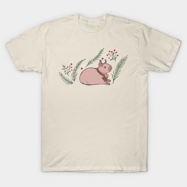 Reindeer Capybara [Colour] T-Shirt by Thirea